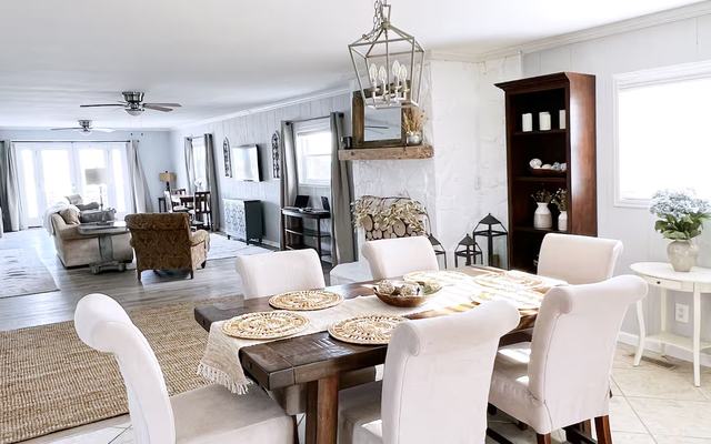Unit A dining and living room