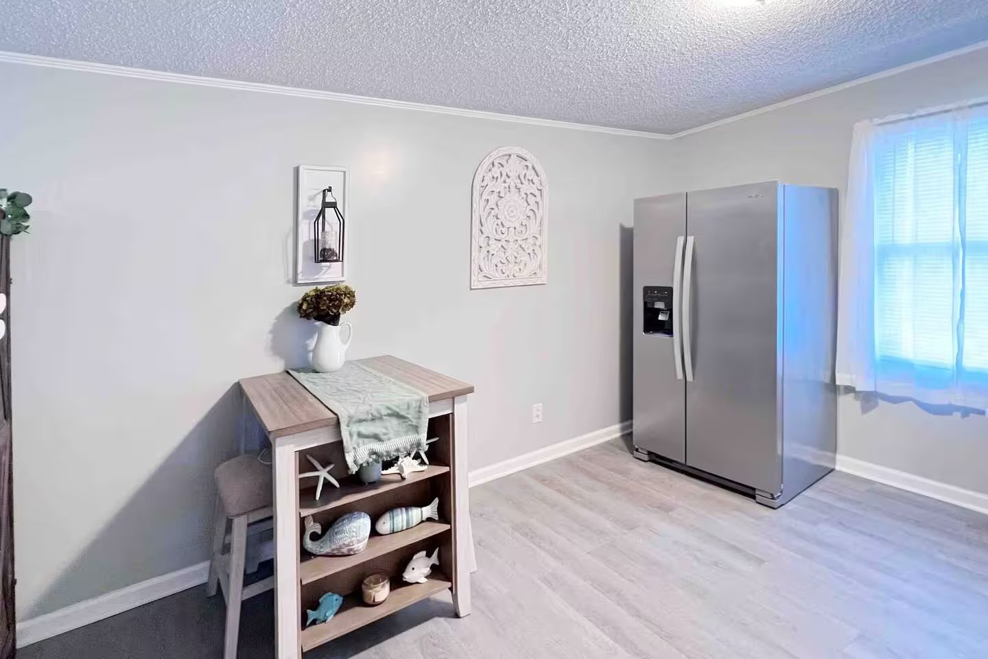 Dining and workspace nook with laptop stand